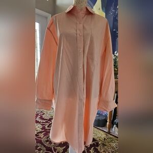 English Laundry Peach Button-Up Cotton Shirt Dress- Size M